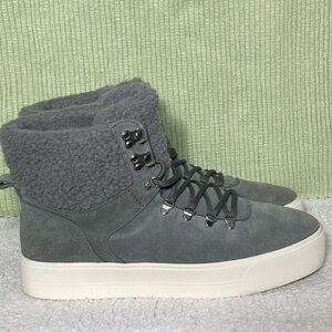 MARC FISHER Women's MFDARLEN-T Grey Suede Lined Boots Sneaker Shoes SZ 9.5M